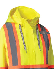 Women's Hi Vis Safety Rain Jacket with Snap-Off Hood l Forcefield