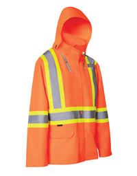 Thumbnail for Women's Hi Vis Safety Rain Jacket with Snap-Off Hood l Forcefield