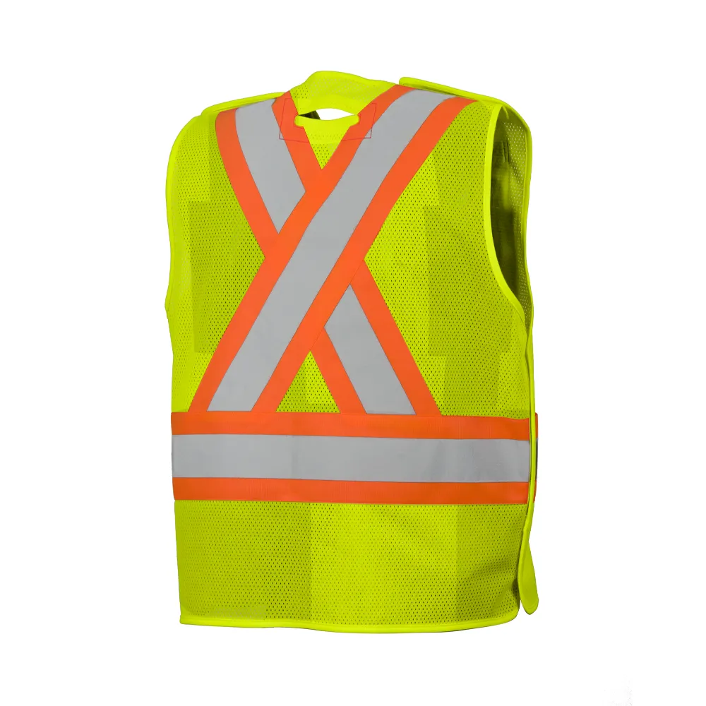5 Pt. Tearaway Mesh Traffic Vest, 4 Pockets l Ground Force